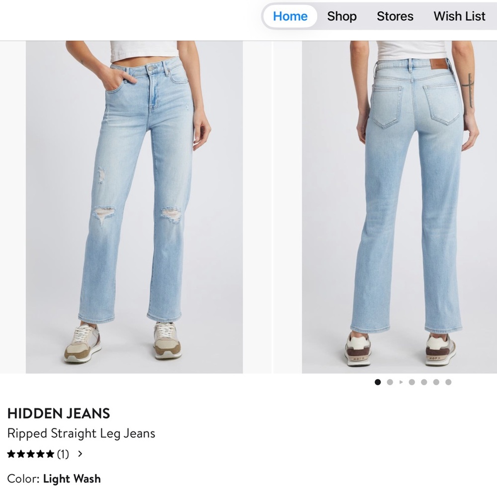 Hidden Ripped Straight Leg Jeans
